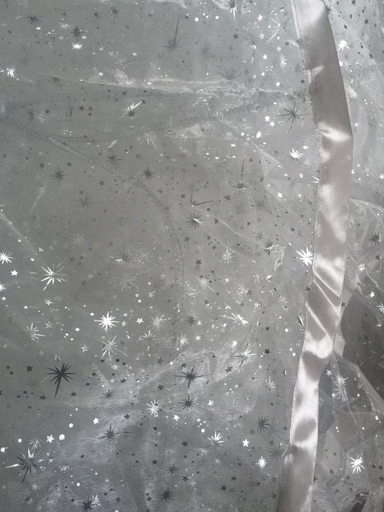 OctoRose Deluxe Organza Sparkle Tastic Princess Bed Canopy (60x250x1000cm) (Silver): Home & Kitchen