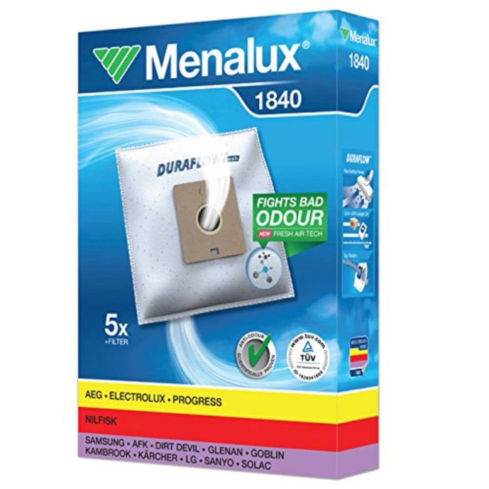 Menalux 1840 Pack of 5 Dustbags and 1 Motor Filter