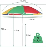 Unibos 5.3ft Garden Parasol Umbrella Tilting Multi Coloured UPF40 view 3