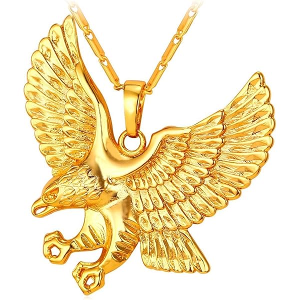 Gold Eagle Head Pendant, Indian Chief Eagle Head Necklace for Men