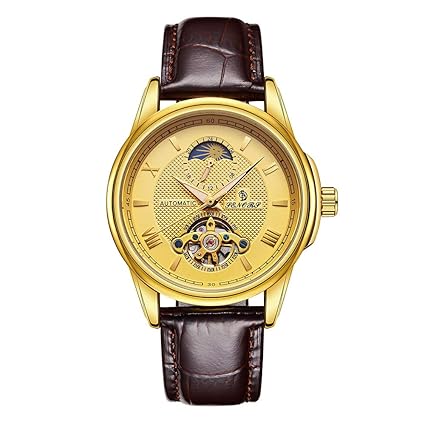 Senors Luxury Business Watch Automatic Self-Wind Mechanical Leather 3Atm Water-Resistant Men Wristwatch Luminous Male, J2350G