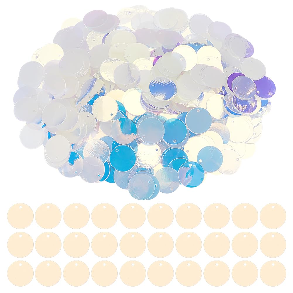 GOMAKERER 840 Pcs Craft Loose Sequins, 1.6cm Flat Round Sequin Paillettes PVC Loose Sequins for Embroidery Applique Knitting Arts Embellishment Jewelry Making, Hole: 1.4mm