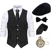 Gionforsy 1920s Mens Costume Gatsby Gangster Costume Accessories Set 20s Hat Bow Tie