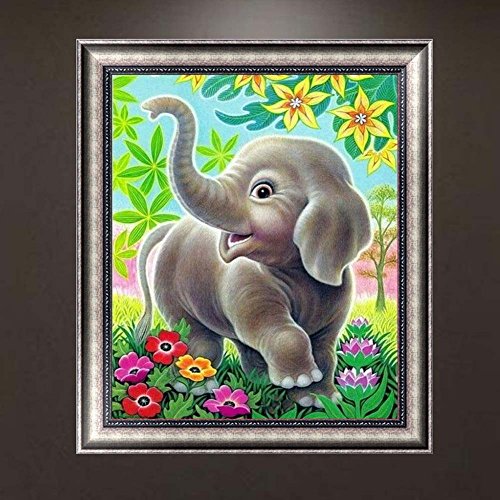 Chige DIY 5D Diamond Painting Kit, Cross Stitch Craft Kits Rhinestone Embroidery Wall Stickers Pasted Picture Drawing for Living Room Craft Home Wall Decor (Elephant) - Thumbnail 2