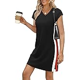 Sampeel Summer Dresses for Women 2026 Casual Cap Sleeve Dress Color Block Beach Vacation Clothes Spring Dress Side Split