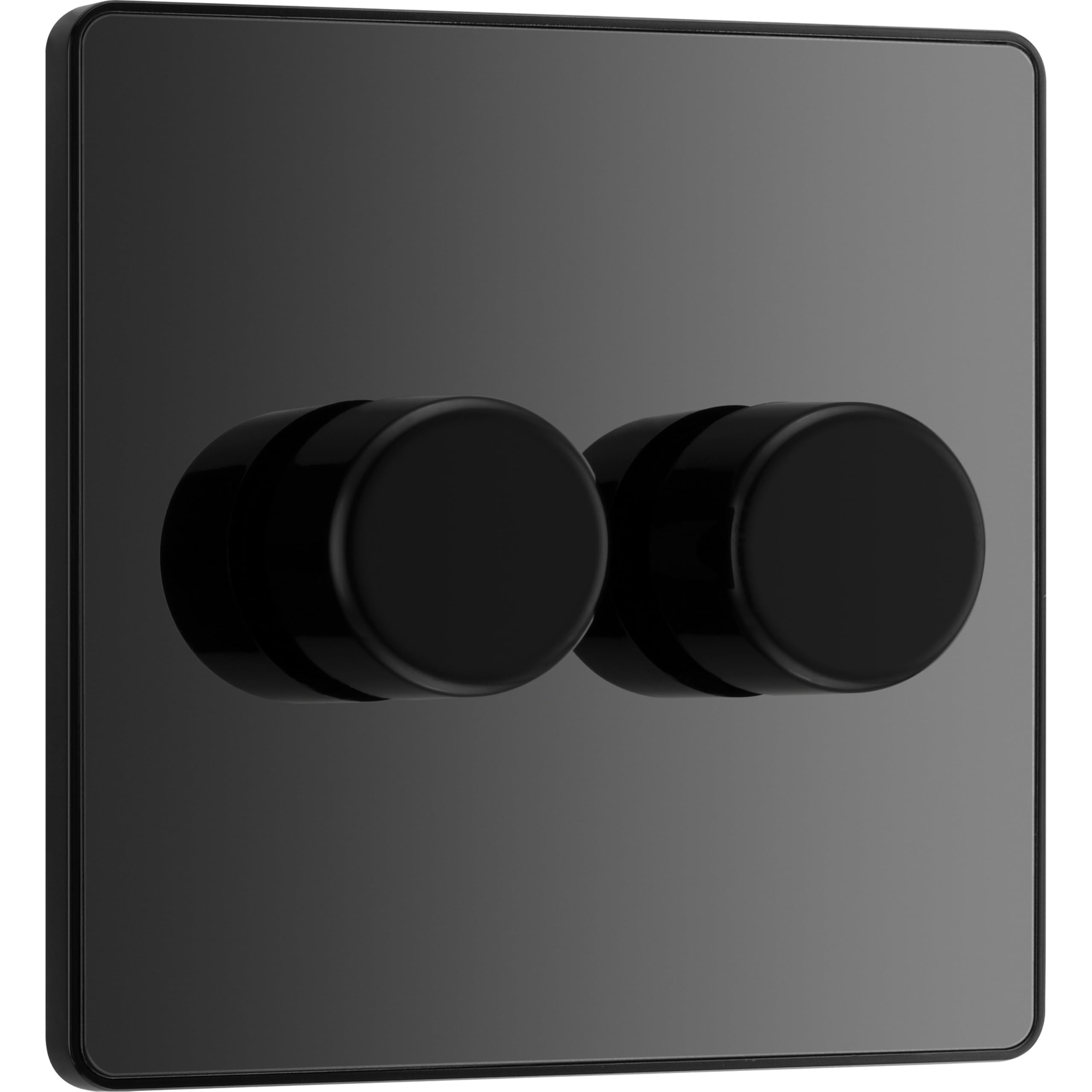 BG Electrical Intelligent Double Wall Dimmer Switch, 2 Way, Screwless Front Plate, Evolve, Black Chrome, 200W, PCDBC82B — image 1