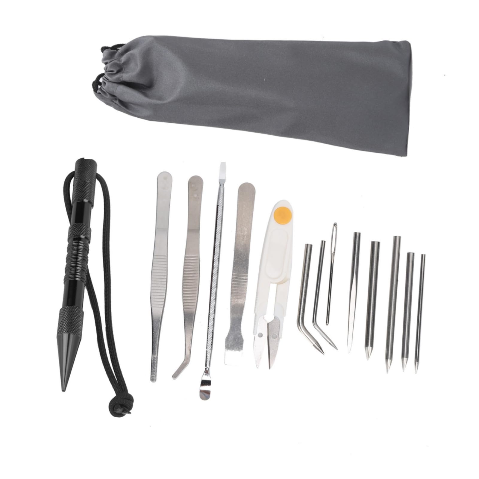 Topyond 14PCS Marlin Spike Set, Umbrella Rope Needle DIY Weaving Tools, Stainless Steel Marlinspike Set for Leather Paracord Work Professional Staff or Craft Enthusiasts(Black)