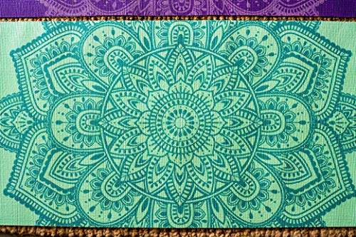 Incline Fit Anti Slip Printed Yoga Mat (4mm & 6mm) - Thick & Non Slip Exercise Mat for Yoga, Pilates, Stretching, Meditation, Floor & Fitness Exercises, Teal Mandala