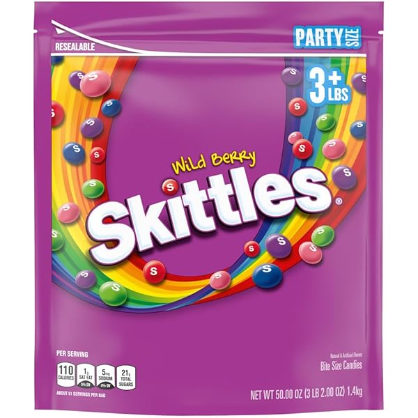 SKITTLES WILD BERRY FRUITY CANDY, SUPER BOWL CHEWY CANDY PARTY SIZE, 50 OZ BAG