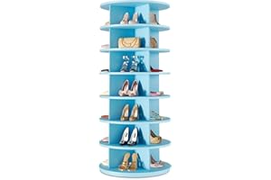 BrFoYu Rotating Shoe Rack 7 Tier Spinning Shoes Organizer Tower for 28-32 Pairs Lazy Susan 360 Revolving Shoe Storage Cabinet