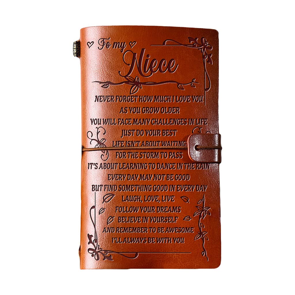 MONLEYTA Elegant Handcrafted Diary Notebook Engraved Leather Journal Message Note Book To niece