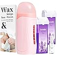 Waxpro Roll On Wax Kit for Women - Easy to Use - At-Home Hair Removal for Body (Arms & Legs) with 2 Honey Wax Roller Cartridges & 50 Strips (Lavender)