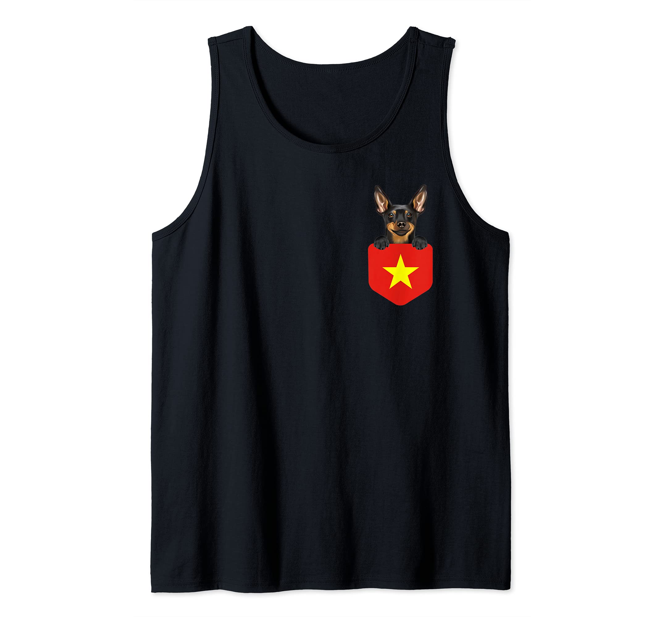 Vietnam Flag Miniature Pinscher Dog In Pocket Tank Top