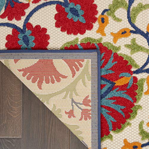 Nourison Aloha Red Multicolor Easy-Care Indoor-Outdoor Rug 5'3" x 7'5", 5'3"X7'5", Multi