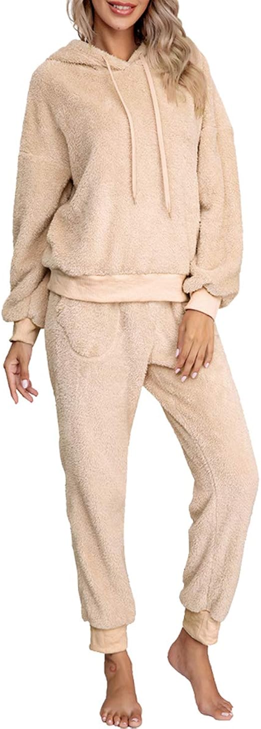 Fluffy Pyjama Sets for Women Girls Ladies Comfy Snuggle Warm Fleece