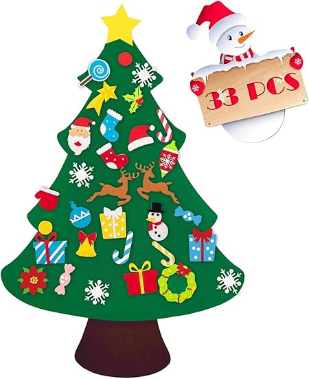 Regali Di Natale Fai Da Te Cucina.Milaloko Set Di Albero Di Natale In Feltro Fai Da Te Ornamenti Staccabili 33 Pezzi Regali Di Natale Per Bambini Decorazioni Per Appendere Le Pareti Di Natale Di Capodanno Amazon It Casa E Cucina