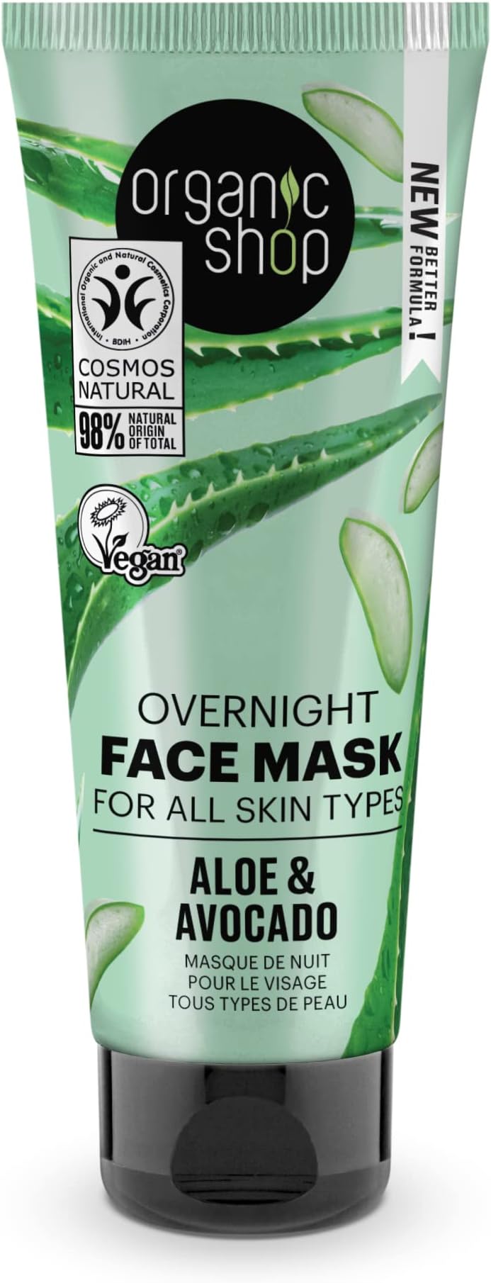 Organic Shop Avocado Aloe Overnight Face Mask 75ml Nourishing All Skin Types