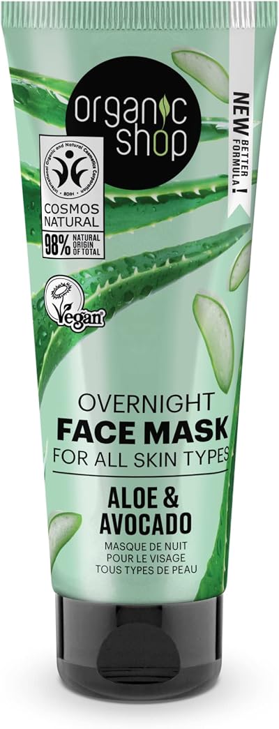 Organic Shop Avocado Aloe Overnight Face Mask 75ml Nourishing All Skin Types