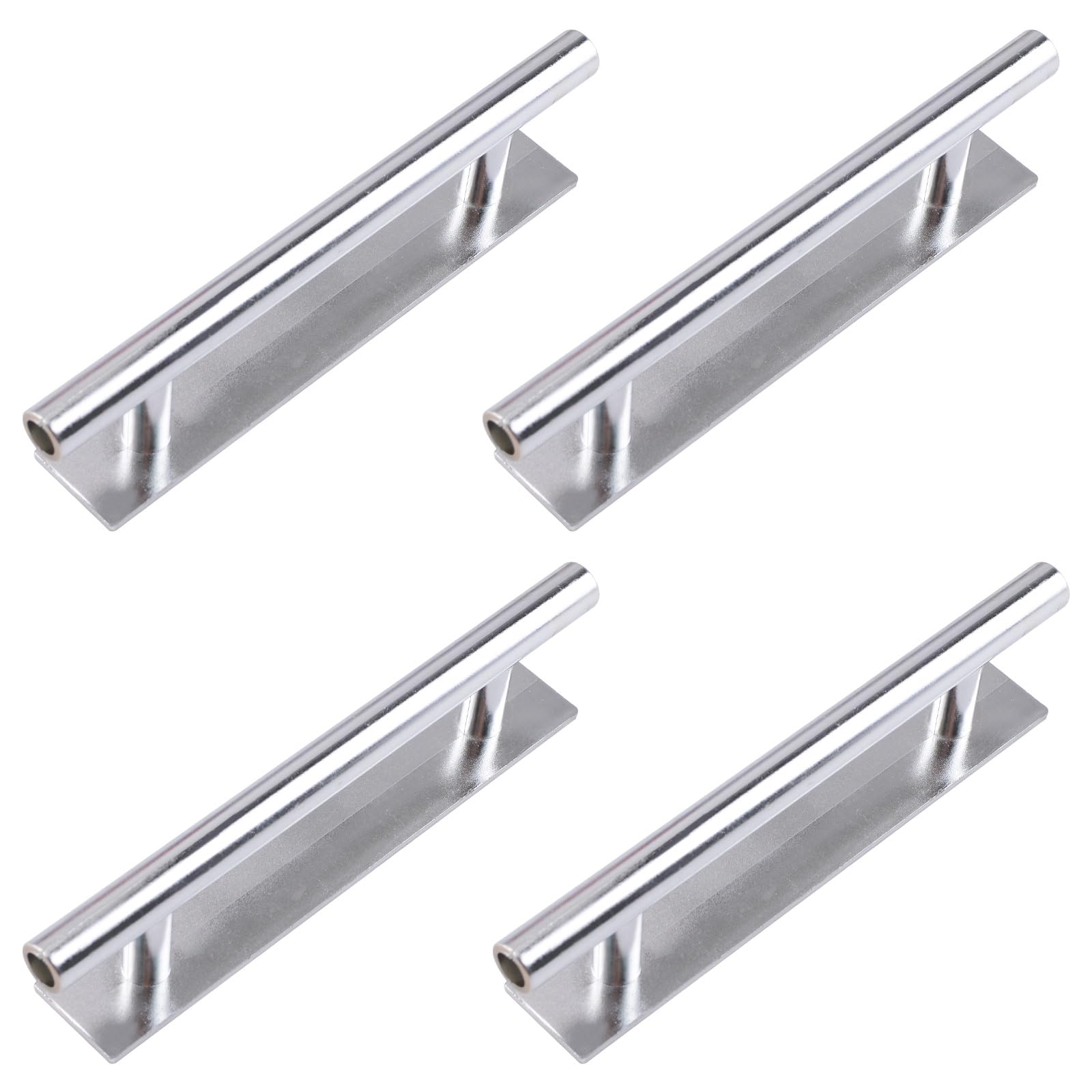 MOROBOR Self-Stick Push Pull Helper, 4pcs Silver Plastic Convenient Opening Stick-on Handles with Plate for Kitchen Cabinet Window Sliding Closet Door Wardrobe
