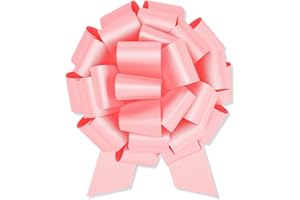 InstaBows 12" Giant Pink Pull Bow - Effortlessly Enhance Your Gifts & Parties with a Big Bow for Present - Large Gift Bow for Birthdays, Quinceanera, Sweet 16, Bicycles, Baby Showers (Metallic Pink)