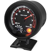 RPM Tachometer Gauge with Shift Light for Car 0-8000 RPM 3-3/4" 95mm Tach Meter 12V Automotive Meter for 1-8 Cylinder Gasoline Engine