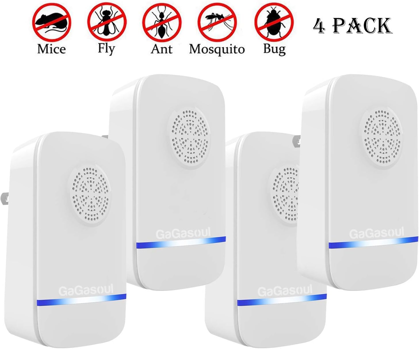 [2020 UPGRADED]]Ultrasonic Pest Control Repeller - Electronic Mouse Repellent & Mosquito Bug Repellent Plug in for Insects - Mice,Rat,Bug,Spider,Mosquito,Flea,Roach,Ant,Fly-No More (4 Pack)