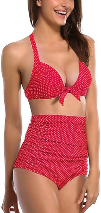 polka dot high waist bikini swimsuit