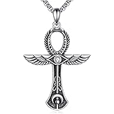 JBAERD Ankh Necklace Sterling Silver Ankh Cross Pendant Ankh Egyptian Amulet Jewelry Gifts for Men Women
