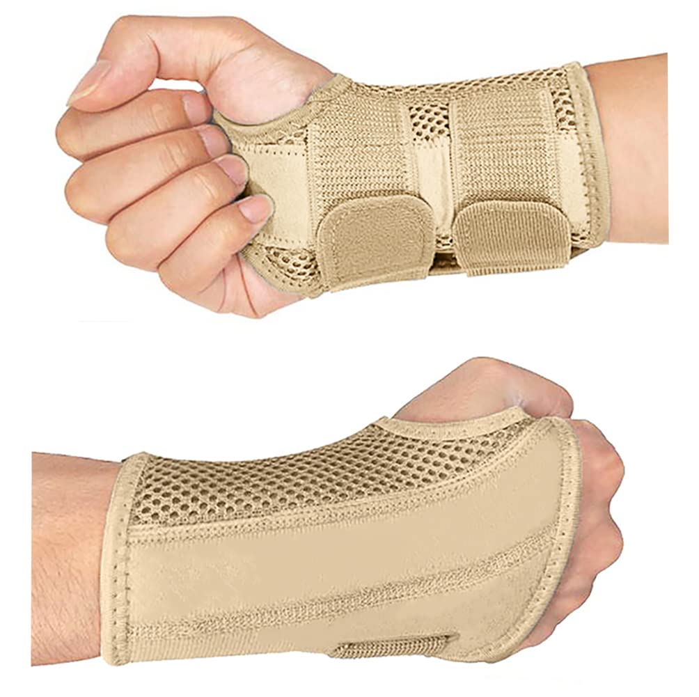 HYCOPROT Adjustable Wrist Supports Brace with 2 Metal Straps for Men and Women-Breathable Carpal Tunnel Wrist Splint for Relieve Tendonitis, Arthritis, Sprains