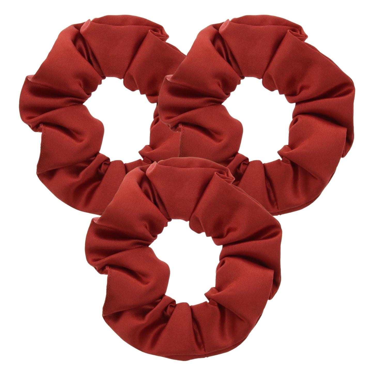 Topkids Accessories 3pc Satin Hair Scrunchies for Women & Girls, Hair Accessories for Women, Hair Bobbles, Hair Ties, Hair Elastics, Ponytail Holders, Hair Styling Accessories (Rust)