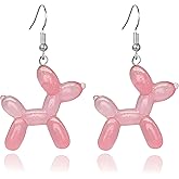 coadipress Resin Sweet Dog Dangle Earrings for Women Kawaii Luminous Shining Balloon Puppy 3D Lifelike Cute Animal Earring Charm Jewelry