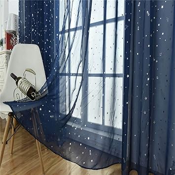 Amazon Com Kids Room Window Sheer Navy Blue Curtain 1 Panel Rod Pocket Beautiful Star Voile Sheer Boys Room Drapes Curtains For Kids Bedroom Nurery Living Room Window Treatments Curtains 39 X 79 Inch Navy