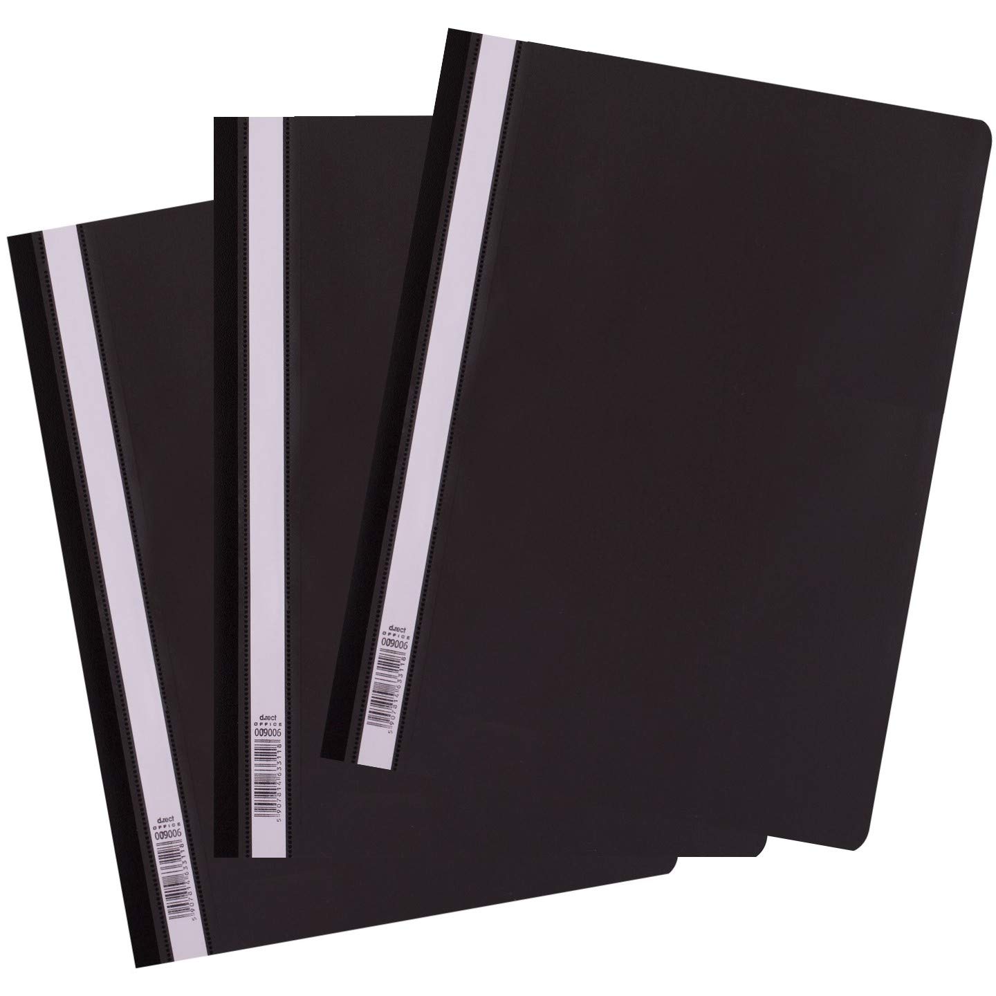 D.RECT Pack of 25 | A4 Plastic File Folder with Transparent Front Cover | Plastic File Folder Made of PP Film Black
