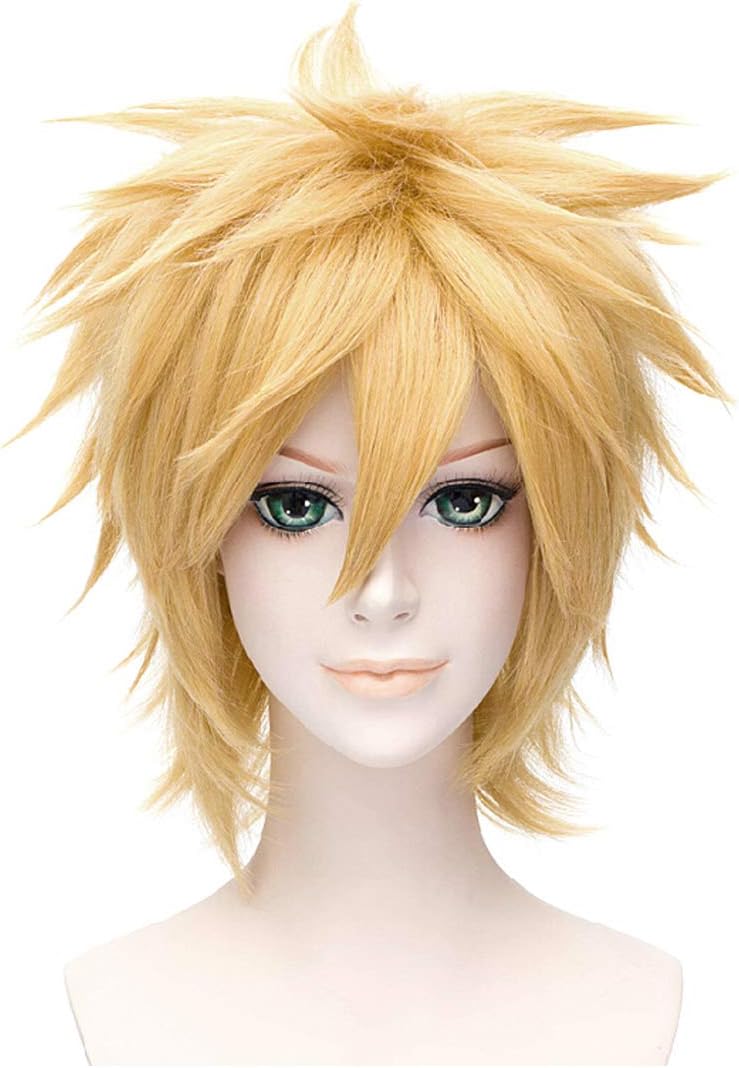 Flovex Short Straight Anime Cosplay Wigs Natural Sexy Costume Party Daily Hair (Golden)