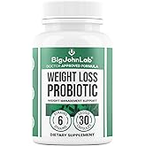 BIGJOHNLAB® - Probiotics for Weight Management & Bloating - 6 Probiotic Strains - Prebiotics - Key Ingredient Cayenne & Green Tea - Supports Gut Health - Weight Management for Women & Men - 30 CT