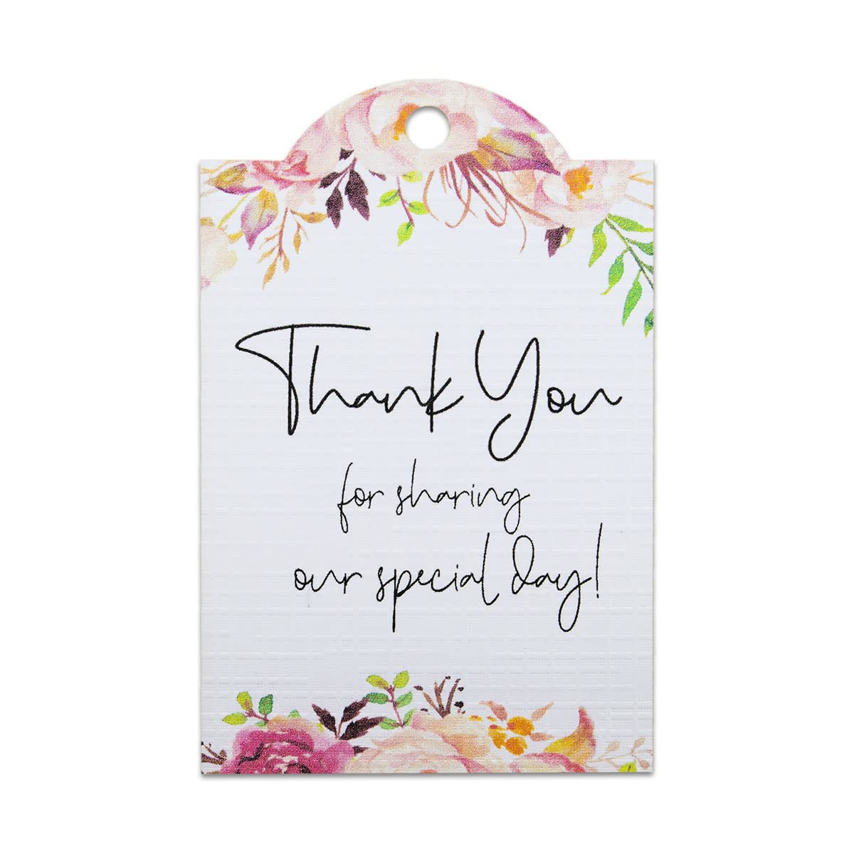 Summer-Ray 50pcs Thank You for Sharing Our Special Day with Floral Printing Wedding Favor Gift Tags in White