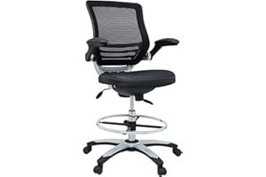 Modway Edge Drafting Chair - Reception Desk Chair - Flip-Up Arm Drafting Chair in Black