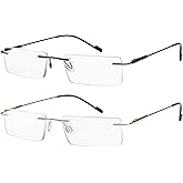 Success Eyewear Reading Glasses 2 Pair Rimless Ultra Lightweight Readers for Men and Women