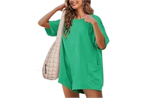 Yozazzy Womens Tee Rompers Hot Shot One Piece Shorts Jumpsuits Athletic Workout Overall with Pockets