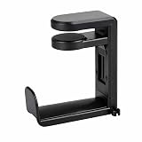 EURPMASK Rotating Headphone Stand - PC Gaming Headset Holder, Adjustable Clamp-on Under Desk Hanger With 360 Degree Swivel & Cable Clip Organizer - Black