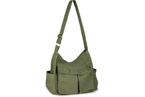 VADOO Canvas Messenger Bag, Multi-pockets Casual Canvas Tote for College Large Crossbody Shoulder Bag for Women and Men