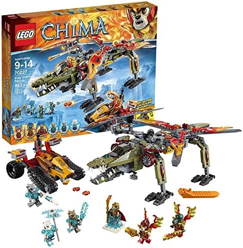 Lego Year 2015 Legends of Chima Series Set #70227 - KING CROMINUS' RESCUE with Helicroctor, Tracker &amp; Cragger, Laval, King Crominus, Strainor, Saraw and Icepaw (Total Pieces: 863)