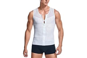 Vevarble Mens Slimming Body Shaper Compression Shirt Vest Waist Trainer Shapewear