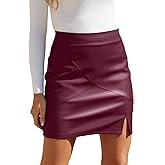 We1Fit Womens Fuax Leather Skirt High Waisted Bodycon Pencil Mini Skirts with Shorts