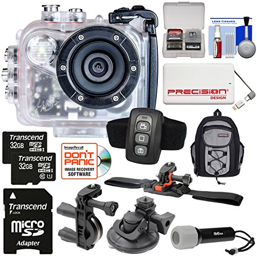 Intova HD2 Marine Grade HD Video Action Camera Camcorder with Video Light + (2x) 32GB Cards + Remote + Action Mounts + Backpack + Power Bank + LED Torch Kit