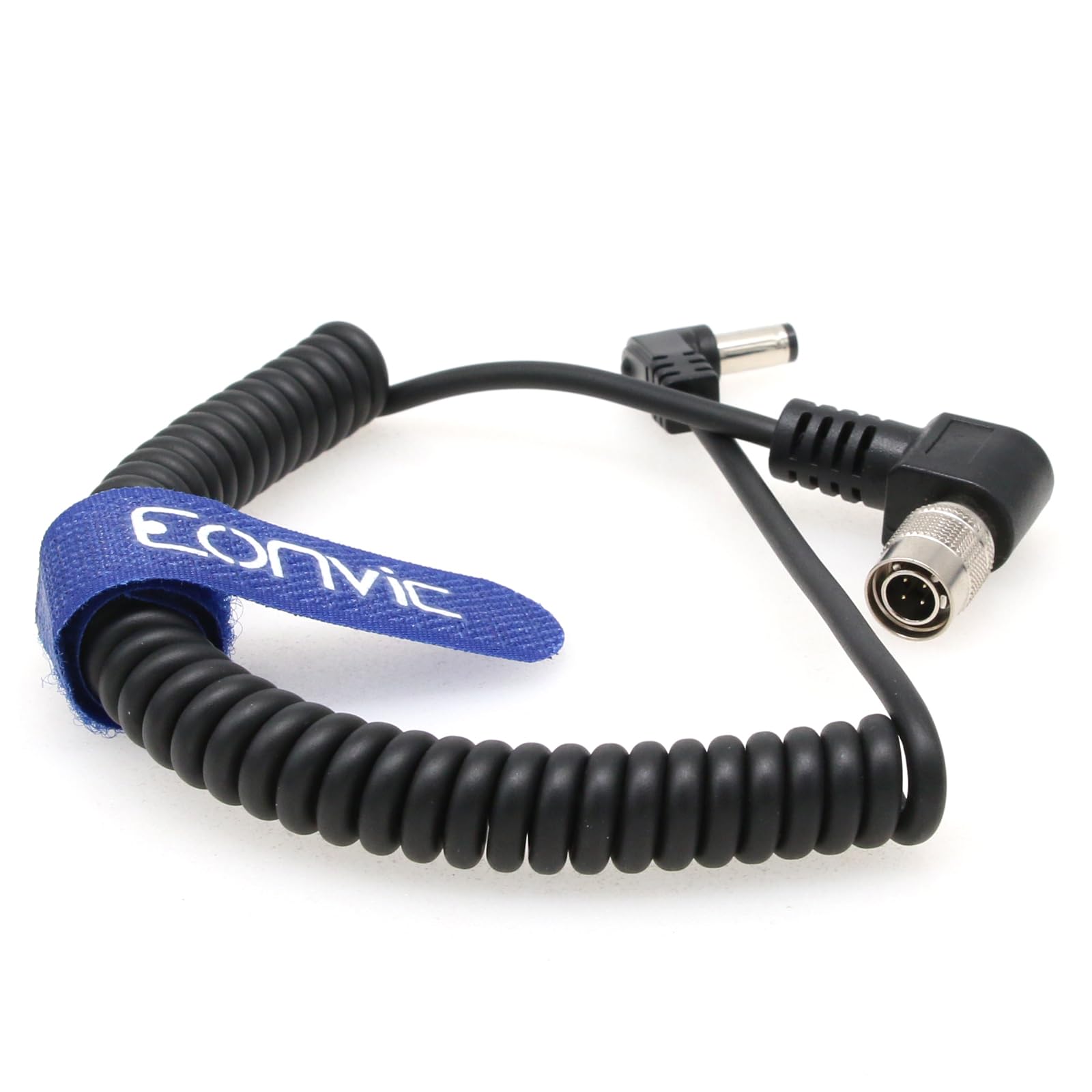 Eonvic DC Hirose 4pin Male Plug Power Coiled Cable For Sound Devices Zaxcomn ZOOM F8 (Right Angle HR 4 pin-DC TTC)