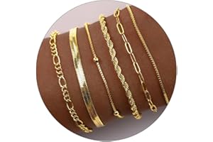 OLYNZO Gold Bracelets for Women Trendy 14k Real Gold Plated Dainty Bracelet Stack Set Cute Stackable Beaded Tennis Snake Cuban Link Chain Bracelets for Women Adjustable Jewelry Gifts for Teen Girls