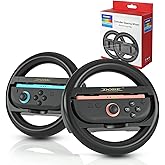 Switch 2 Steering Wheel – Family-Friendly Joy-Cons Controller Grip – Kid-Safe Switch 2 Racing Wheel – Fun Game Accessories for Mario Kart – Black [2-Pack]