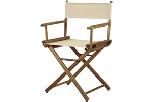 Oakestry 18 Inches Portable Director’s Chair Classic Style Height Foldable Design with Built-in Armrests 100% Solid Wood with Wheat Canvas, Natural Frame