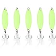 PATIKIL Fishing Spoons Fishing Lures Glow in The Dark Casting Spoon Treble Hook Jigs Spinner Baits for Freshwater Saltwater
